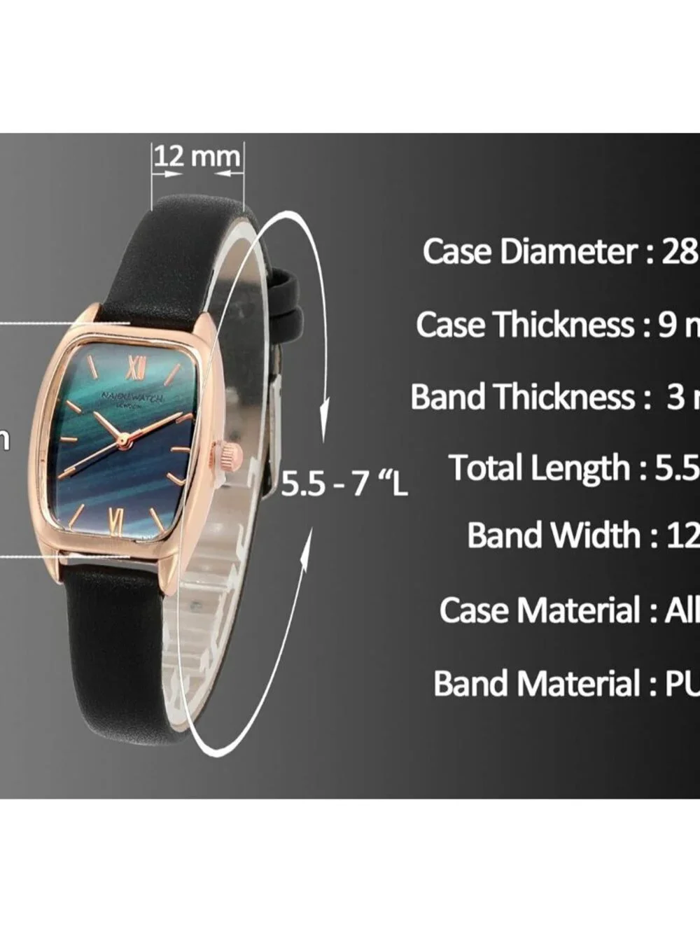 Womens Ladies Fashion Leather Wrist Watch Rectangle Elegant Simple Dial Analog Q